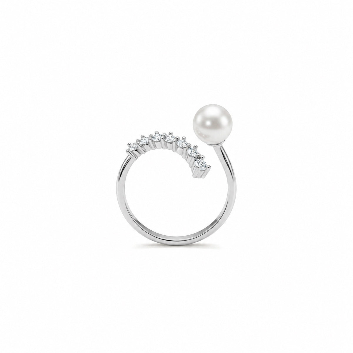 Clara Silver Pearl CZ Ring