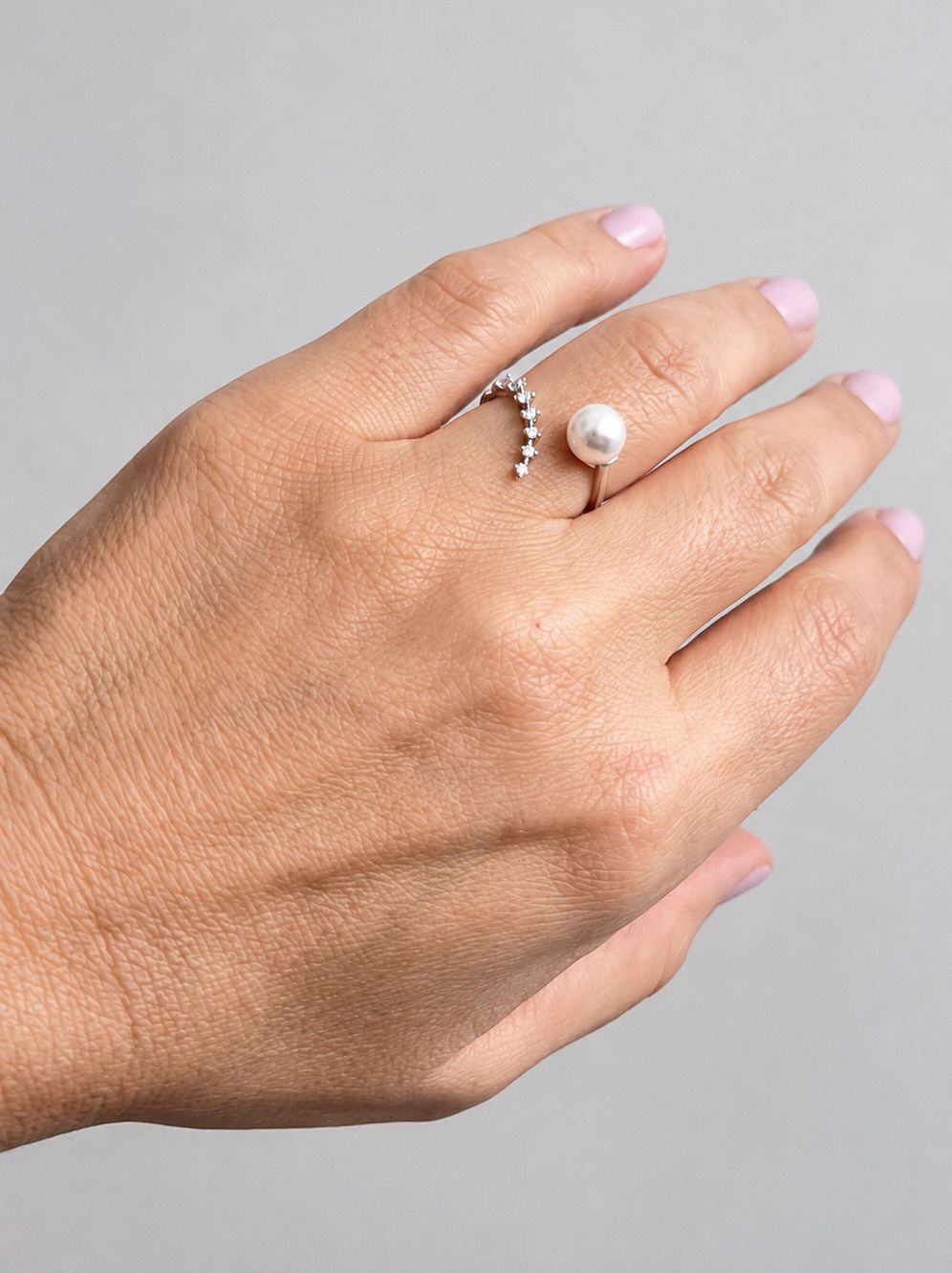 Clara Silver Pearl CZ Ring