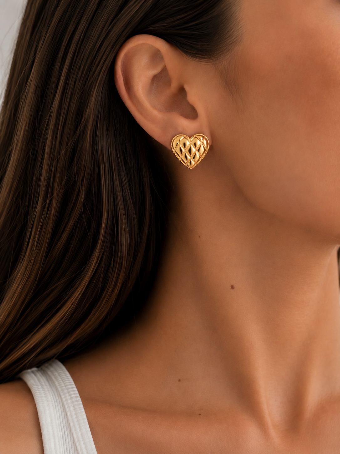 Golden Heart Studs by Safira Jewellery