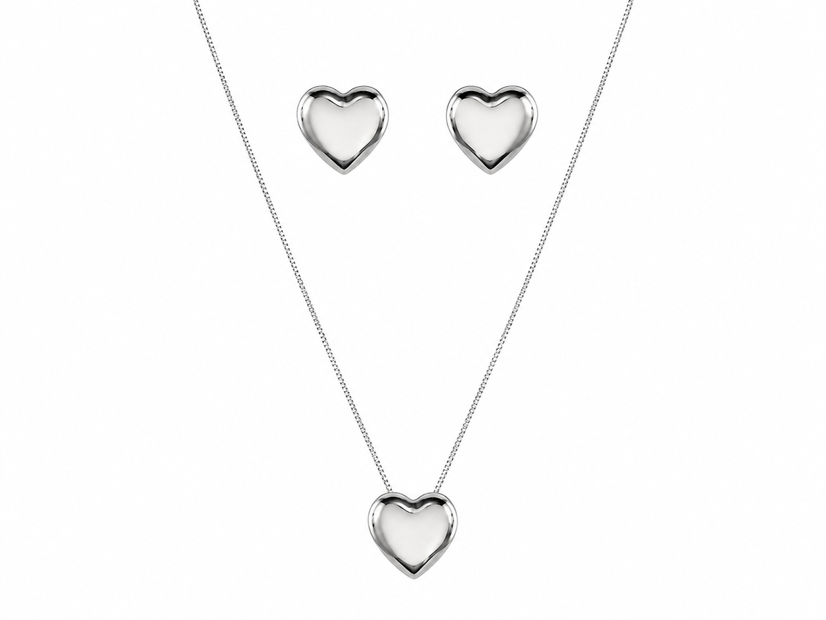 Silver Heart Set by Safira Jewellery