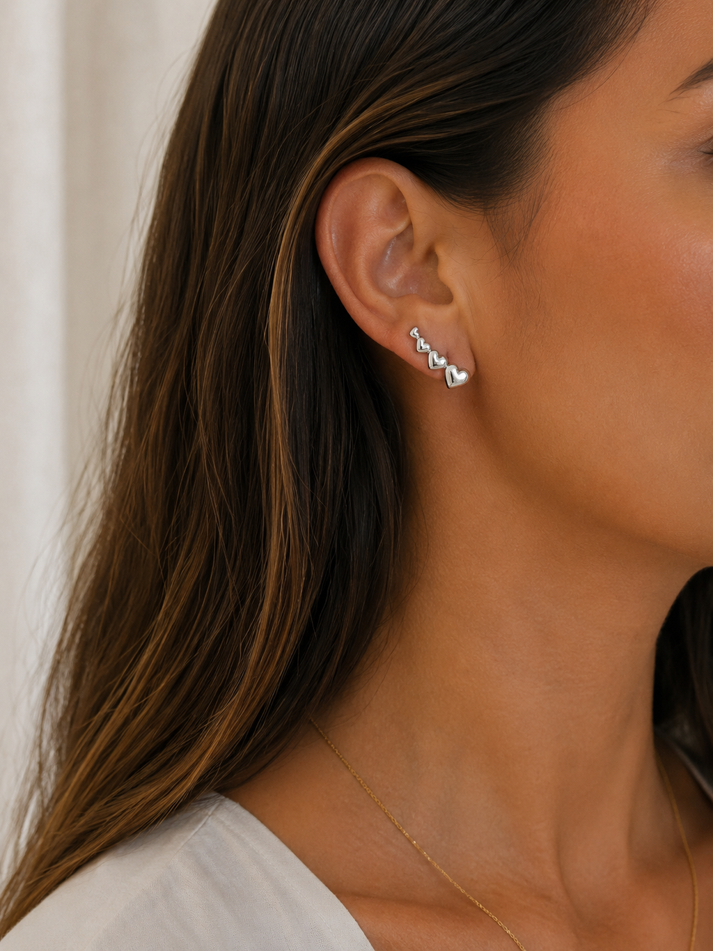 Triple Heart Earring by Safira Jewellery